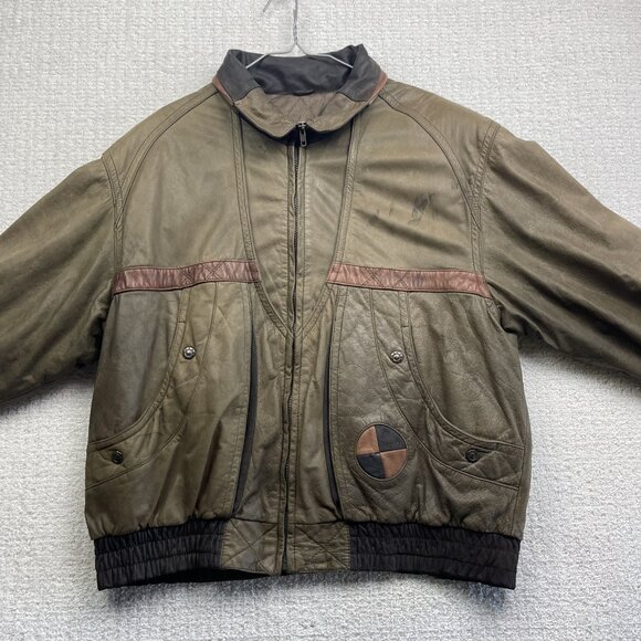 CORDOVAN Montreal Leather Bomber Jacket Military Style Olive Green Men Sz 42 VTG - Picture 9 of 16